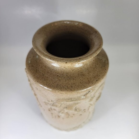 Handmade Vase Stoneware Ceramic Tree Design Tan Sand Color Glazed Japandi 7" - Picture 5 of 7